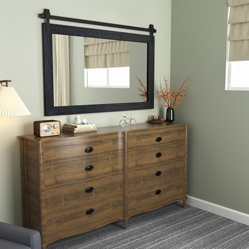 Farmhouse Mirror 42”x28” Black Rustic Mirror - Image 3