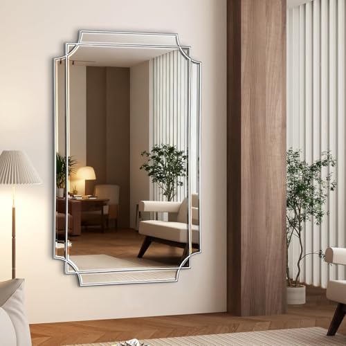 HQiJun Silver Mirror for Wall, Polished Bevelled Rectangle Mirror, Modern - Image 5