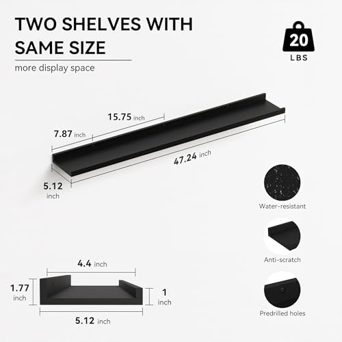 Boswillon Floating Shelves Set of 2, Long Wall Shelf - Image 3