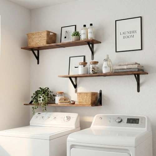 WOPITUES Long Wall Shelves 32″W x 8″D, Floating Book Shelves Max Load 65lbs - Image 4