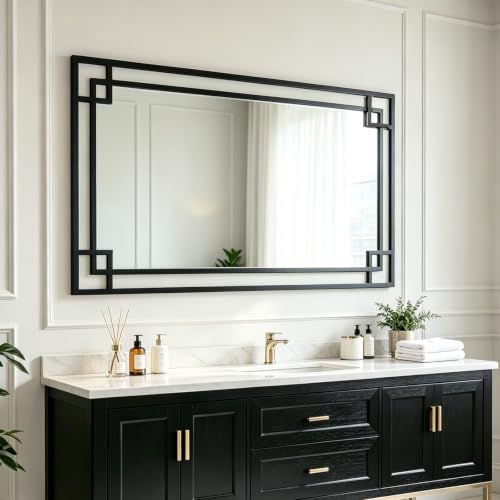 Chende 59''x30'' Large Rectangular Black Mirror - Image 6