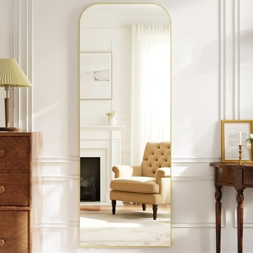 Arched Floor Length Mirror 64"x21" Matte Gold Leaning or Hanging - Image 2