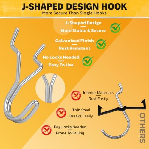 ELEAD 90-Piece Pegboard Hooks J-Hook, Fits 1/8” & 3/16” Pegboards, Heavy Duty - Image 4
