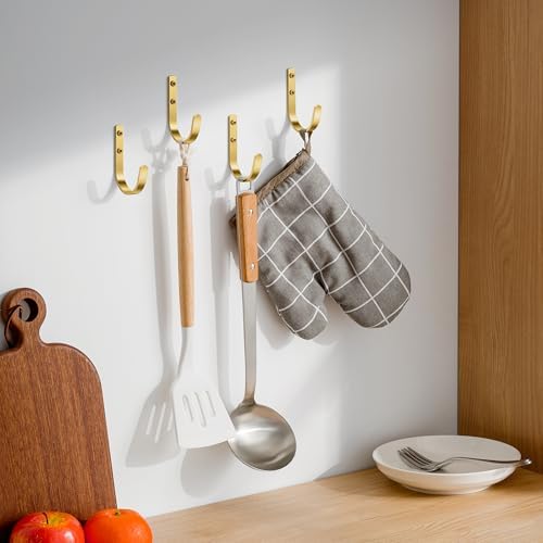 22LB Wall Hooks for Hanging Towel/Coat, Brushed Gold 5 Pack - Image 6