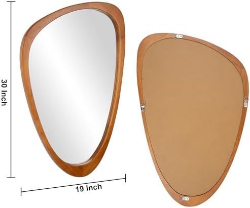 Irregular Asymmetrical Wall Mirror 19"x30" Wooden Frame Bathroom Mirror - Image 3