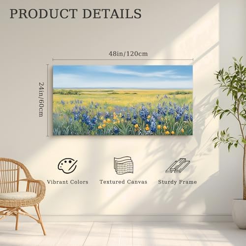 crmotu Landscape Wall Decor, Nature Meadow Wildflowers Prints 24"x48" - Image 6