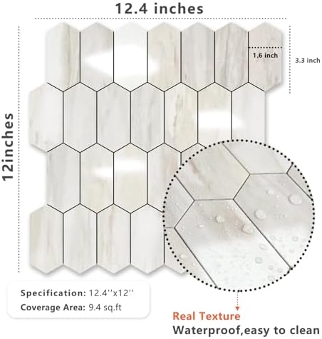 Vamos Tile Long Hexagon Peel and Stick Backsplash Tile - Image 5