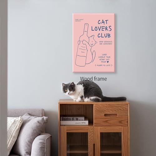Cute Cat Alcohol Bottle Wall Art Funky Pink and Blue Aesthetic Poster 16x24 - Image 4