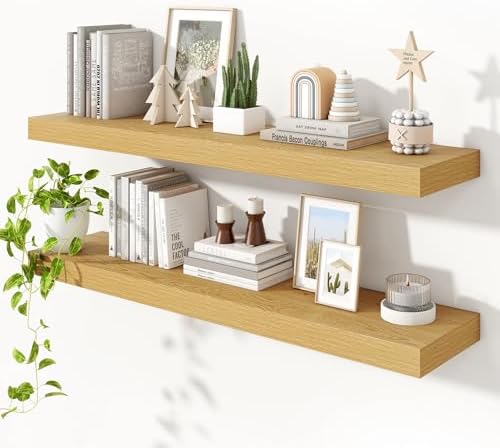 Heimlove Floating Shelves 47.2" W x 10.3" D Oak Set of 2 by Heimlove