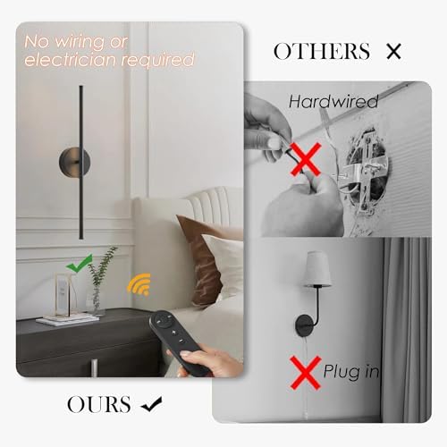 KARTOOSH Battery Operated Wall Sconces Set of Two Wireless Wall Lights - Image 2