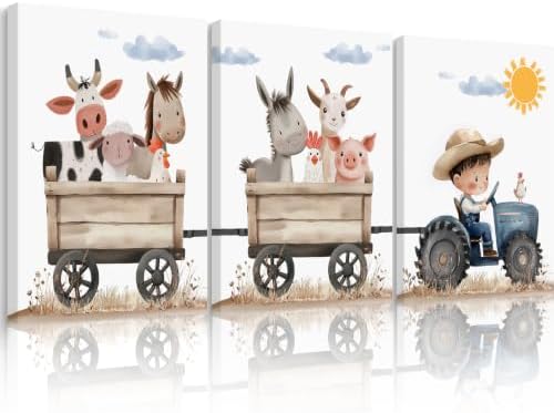 Farm Nursery Animal Wall Art Decor Baby Kids Room Poster Boy Tractor Prints by Unknown