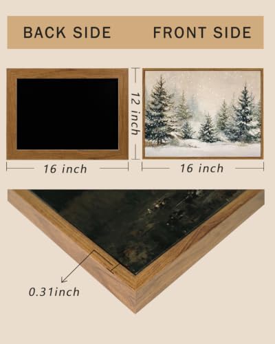 ARPEOTCY Vintage Winter Christmas Framed Wall Art, Forst Pine Tree - Image 7