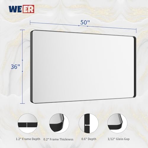 WEER Black Bathroom Vanity Mirror 50X36 Inch - Image 6