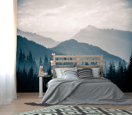 XMPMBM-Misty Forest Fabric Wallpaper Pine Forest Living Room Bedroom Bathroom by Moredurableandtear-resistantthantraditionalwallpaperwithexcellentadhesion