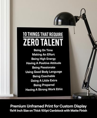 10 Things That Require Zero Talent Wall Art, Motivational Print - Image 2