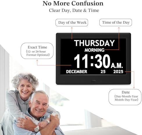 7'' Dementia Clocks for Seniors, Large Display Digital Clock - Image 5