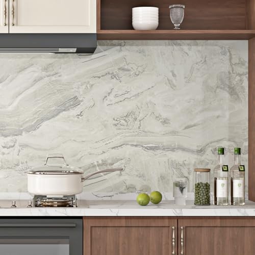 Silver/Beige Marble Contact Paper - Image 2