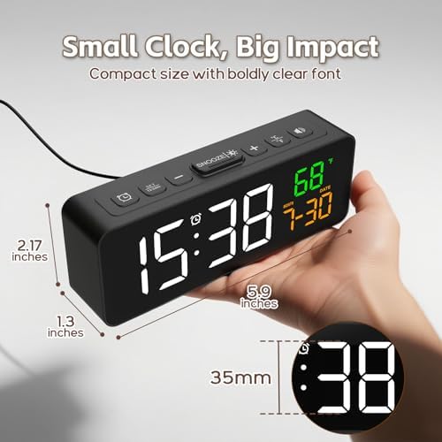 Netzu 3-in-1 Digital Clocks for Living Room, Small & Compact Alarm Clock - Image 2