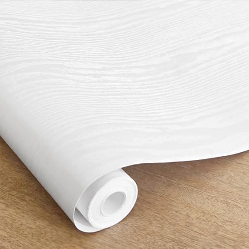 White Wood Grain Contact Paper, 17.3" x 118" Peel and Stick Wallpaper, - Image 3