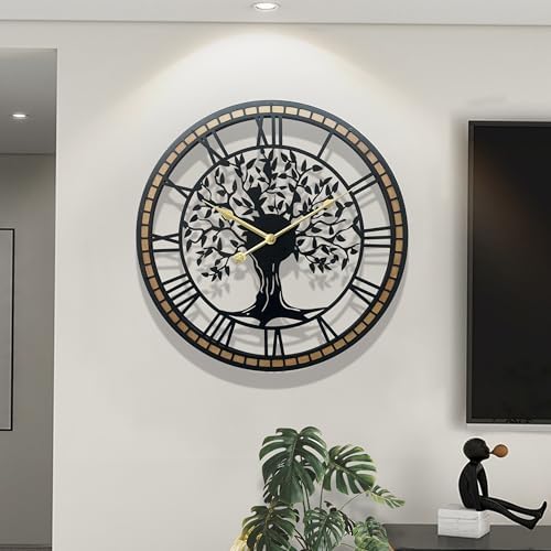 Large Wall Clock for Living Room Decor 24 Inch Tree of Life Metal Wall Art - Image 6