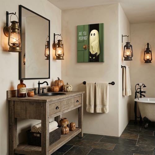 YHCTHT Funny Ghost Cat Halloween Bathroom Wall Art, Are You Pooping - Image 4