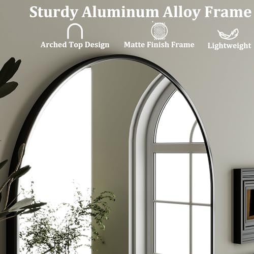 HARRITPURE Arched Wall Mirror 26"x38" Black Arch Bathroom Vanity Mirror - Image 4