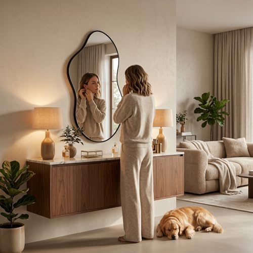 Irregular Asymmetrical Wall Mirror 26x48 Inches Decorative Tempered Glass - Image 4