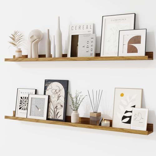 RICHFOCUS Picture Ledge Shelf, 40 inch Floating Shelves Set of 2, Wood Wall by RICHFOCUS