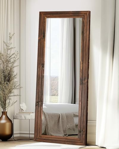 65x24in Full Length Mirror, 3-Tier Stepped Solid Wood Frame - Image 6