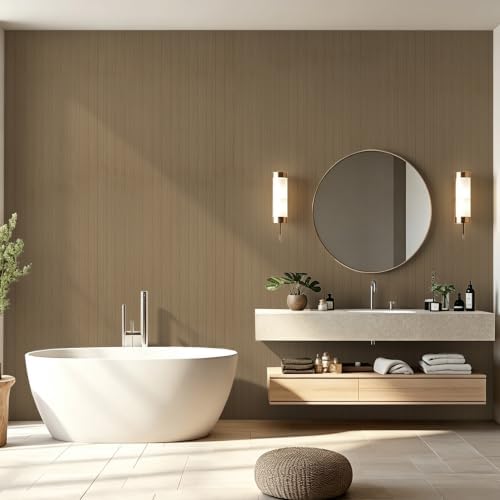 Striped Wallpaper Peel and Stick Brown Textured Wallpaper Fabric 197" x 16.14" - Image 4