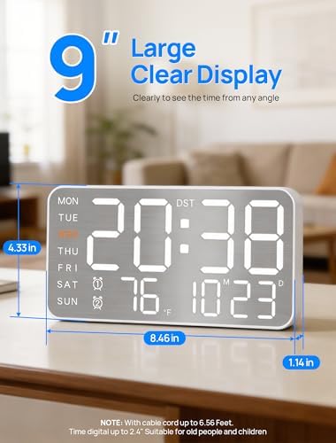 MASHI 8.4" Digital Clock, Desk Alarm Clock - Image 2