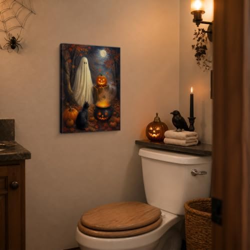 Halloween Enchanted Pumpkin Wall Decor, Ghost Black Cat Art Print Poster - Image 5