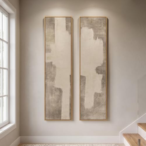 Framed Neutral Abstract Vertical Wall Art by Cuspin