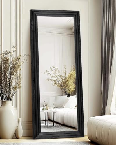 65x24in Full Length Mirror, 3-Tier Stepped Solid Wood Frame - Image 4