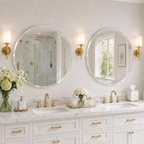 30 Inch Round Frameless Beveled Wall Mirror - Image 7