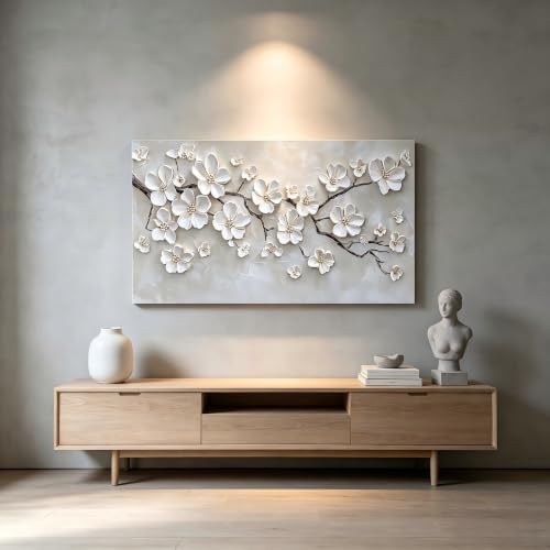 ZDFFDZ Large Minimalist White Flower Plant Canvas Wall Art - Image 4
