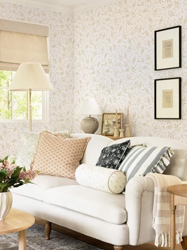 Ismoon Floral Wallpaper Peel and Stick Beige Neutral Contact Paper Wildflowers - Image 5