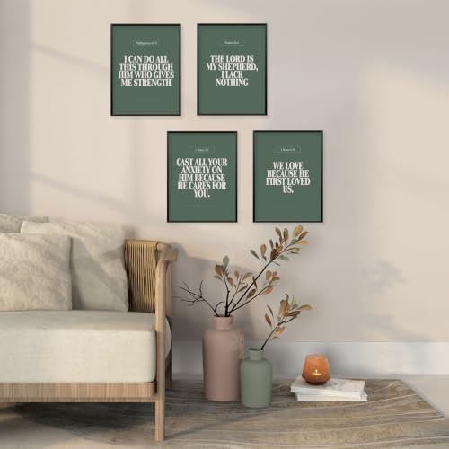 Locomiss Green Christian Modern Sage Green Bible Verse Wall Art Decor - Image 5