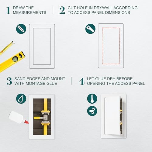 4" x 8" White Plastic Access Panel. Service Shaft Door Panel. Plumbing - Image 3