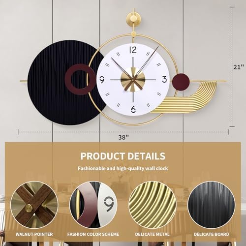 37.8×21 Inch Modern Abstract Geometric Metal Wall Clock - Image 2