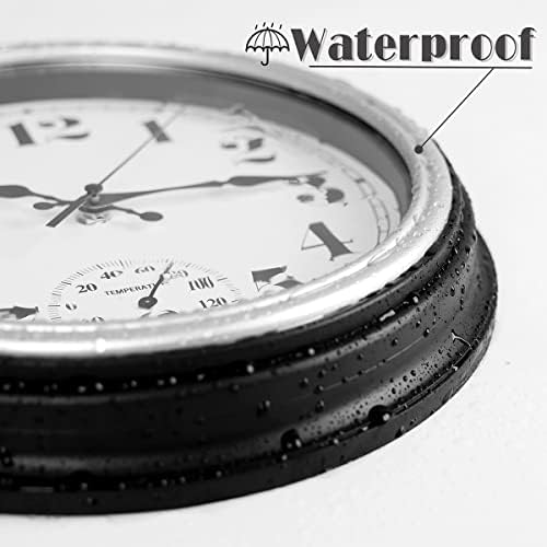JENLYSTIME 12 Inch Indoor/Outdoor Retro Waterproof Wall Clock - Image 2