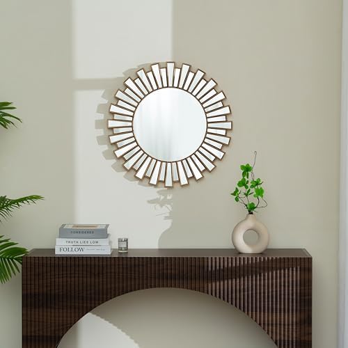 SHYFOY 23.6" Gold Sunburst Wall Mirror, Round Beveled Decorative Mirror - Image 5