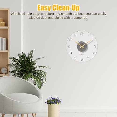 Creative Modern Round Wall Clock, Round Tempered Glass Clear Wall Clock - Image 4