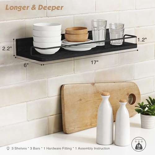 Black Floating Shelves for Wall, Bahtroom Wall Shelves Over Toilet - Image 3