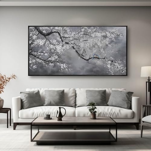 Plum Blossom Wall Art Framed Wall Art Decor Canvas Birds Wall Decorations - Image 3