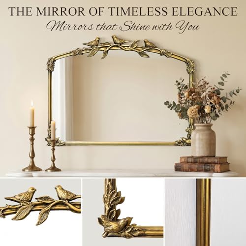 Gold Baroque Vintage Mirror for Vanity 19x25Inch Gold Antique - Image 3