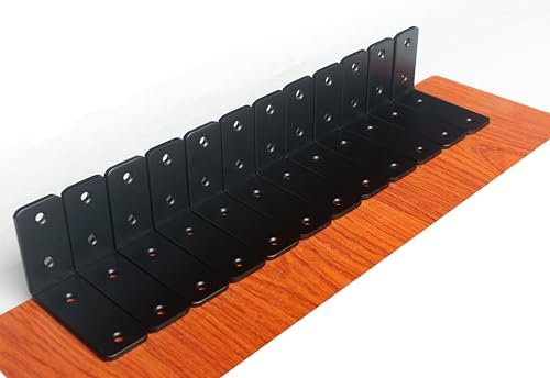 12 Pack - L 4" x H 3" x W1.5, 5mm Thick Black L Shelf Bracket, Iron Shelf by MHMYDZ