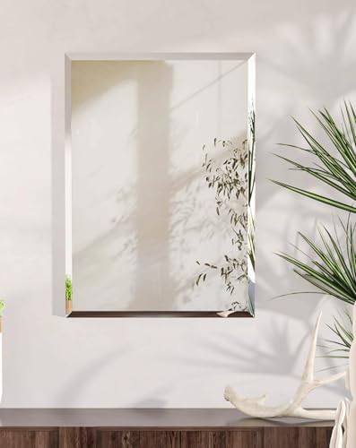 Frameless Rectangle Wall Mirror: Modern Glass Mirror 19.7x15.8 inch by Artloge
