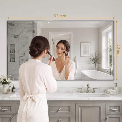 30"x55" Black Bathroom Mirror Wall Mounted - Image 2