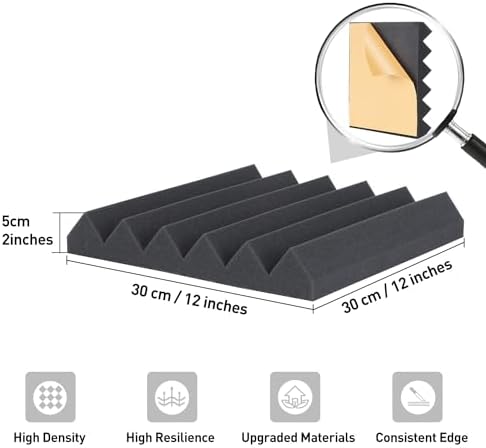 24 Pack Self-Adhesive Wedge Acoustic Foam Panels - Image 5